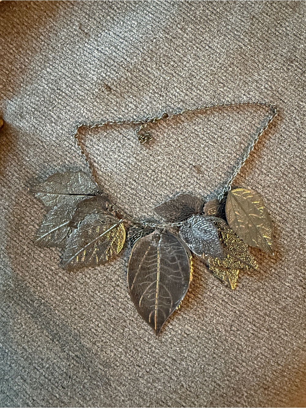 Silver Leaf Statement Necklace - Women's Jewelry